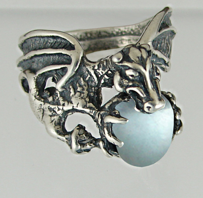 Sterling Silver Dragon of Desire Ring With Blue Topaz Size 9